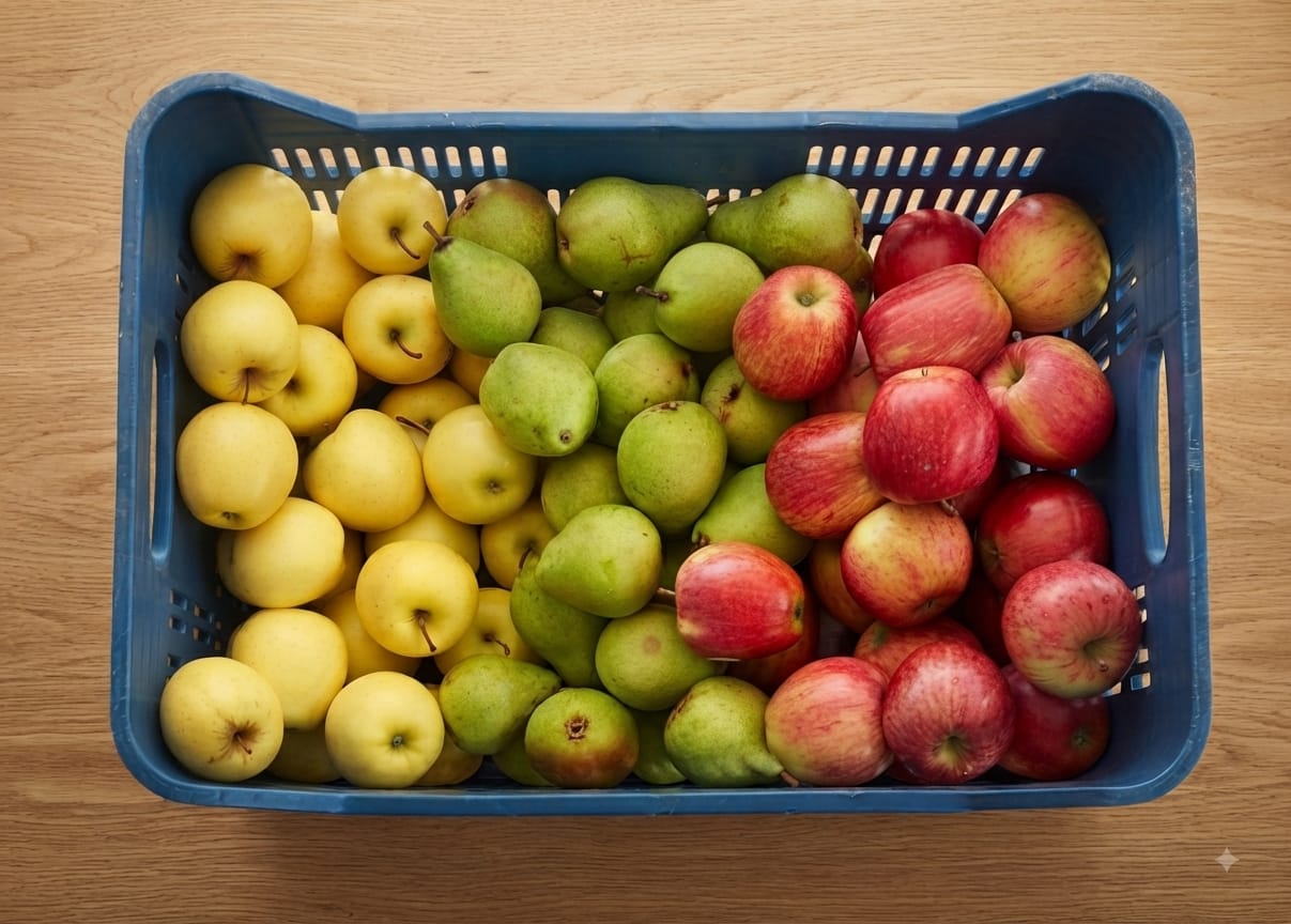 Vers fruit in een krat